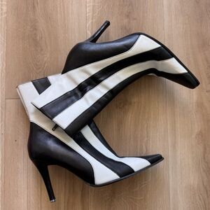 Women’s Vintage Stripe Leather Stiletto Booties
